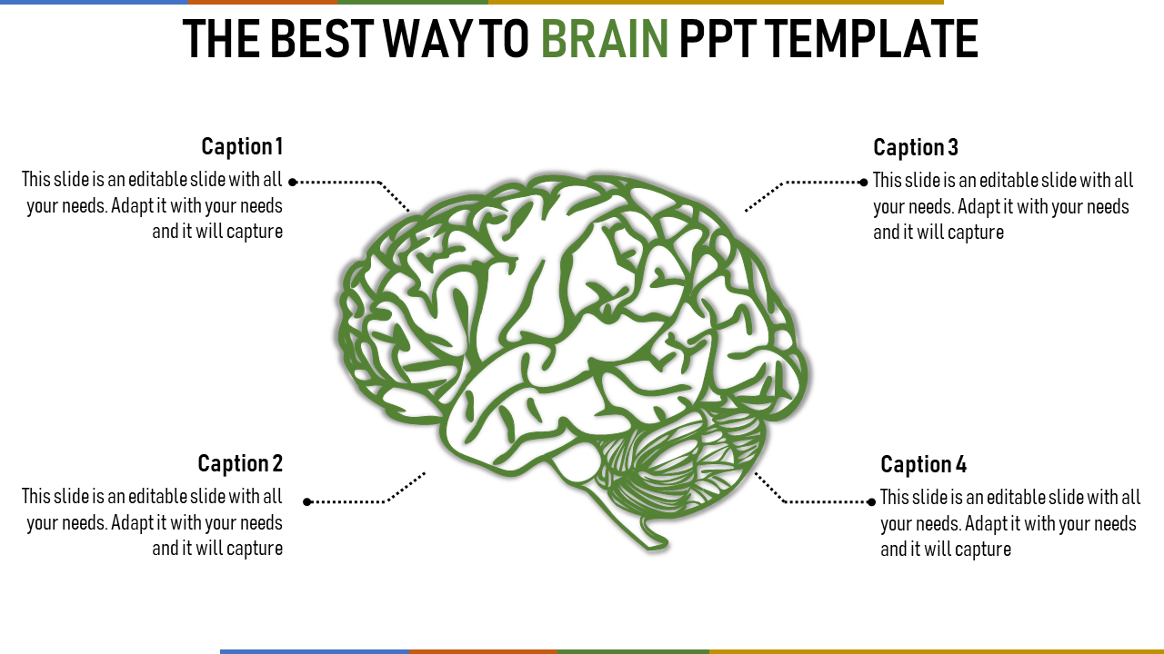 Free - Brain PowerPoint Template - Green PPT Presentation Slide